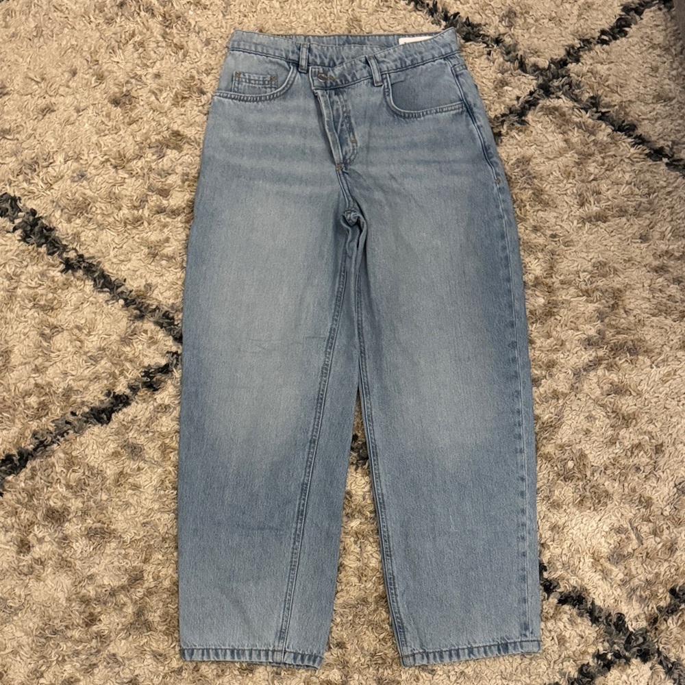 Collusion x004 Wide Leg Dad Jeans with Asymmetrical Button Fly